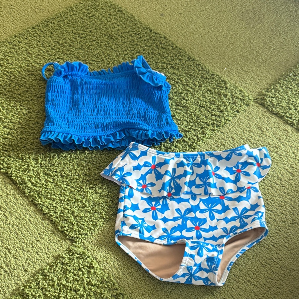 Kortni Jeane Blue and White Floral Diaper Cover Set